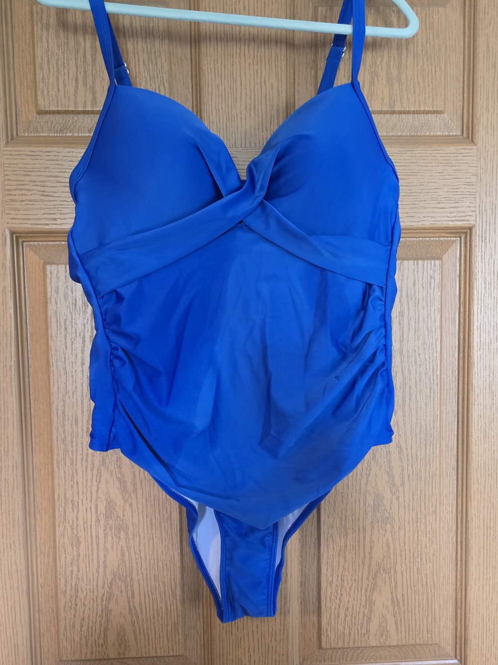 Bright Blue Womens One-Piece Swimsuit with Twist Front